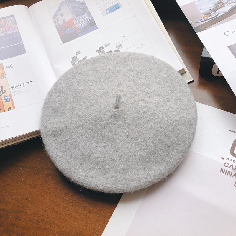 Hat Female Autumn and Winter Beret Woolen British Retro Literary and Simple Painter Hat Sweet Versatile Trendy Hat