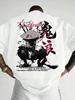 Summer Fashion Handdrawn Warrior Pattern Printed Tshirt for Outdoor Daily Wear Loose and Breathable for Men 100 Pure Cotton