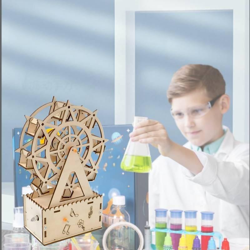 Wooden Diy Rotating Music Ferris Wheel Educational Steam Toy For Kids Customizable Material