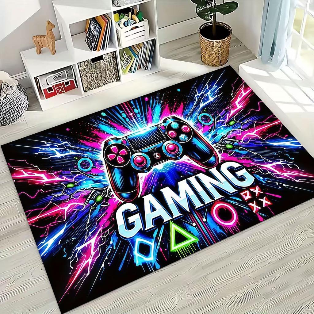 3D Retro Gamer Zone Spielteppich mit Controller-Motiv, ideal für Schlafzimmer, Wohnzimmer, Sofa, Wohnzimmer und als Fußmatte. Rutschfeste Bodenmatte für Kinder.