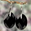 High-End Multiface Oval Obsidian Dangle Earrings for Women - Luxurious, Colorfast, Cross-Border Design