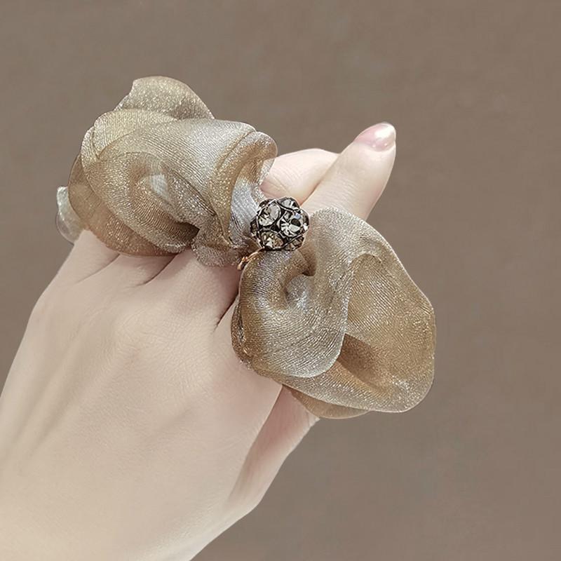Hair Band, High-End Sense Headband, Adult Organza Ponytail Women'S Simple Temperament, Ball Head Disc Hair, Head Flower Jewelry.