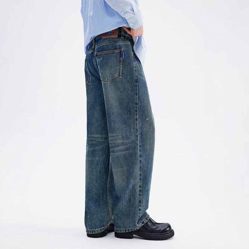 NVG.YOUNG Men's Straight-Leg Loose Fit Washed Jeans