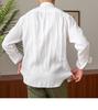 Men's Long-Sleeve Linen Henley Shirt - Casual, Breathable, Versatile for Commuting or Vacation