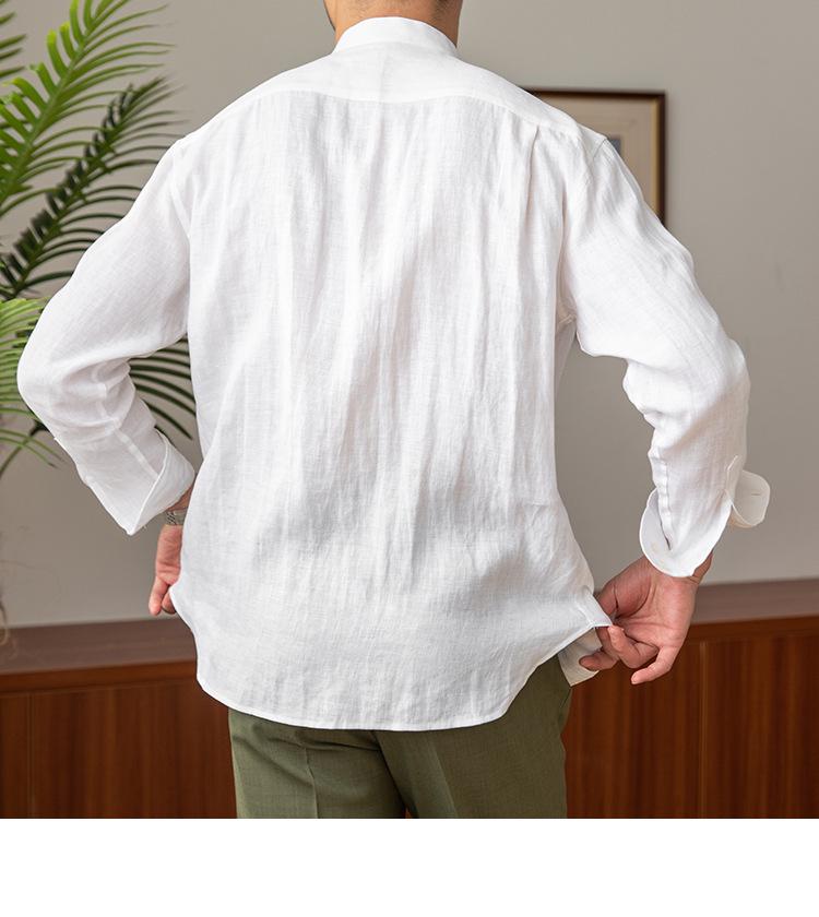 Men's Long-Sleeve Linen Henley Shirt - Casual, Breathable, Versatile for Commuting or Vacation