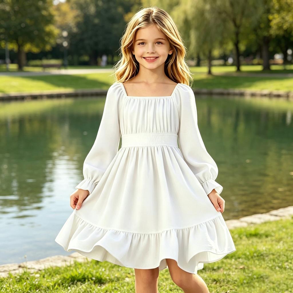 Farbenfrohes Freizeitkleid für kleine Mädchen für Frühling und Herbst, Alltagskleidung und Party