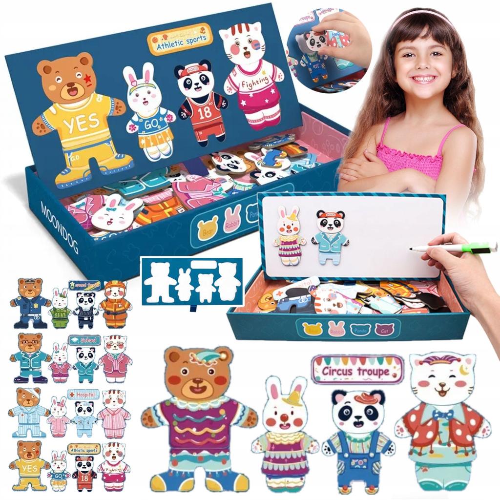 [PACZA][1] Magnetic Puzzle Dress Up Teddy Bear 49 Puzzles Z545