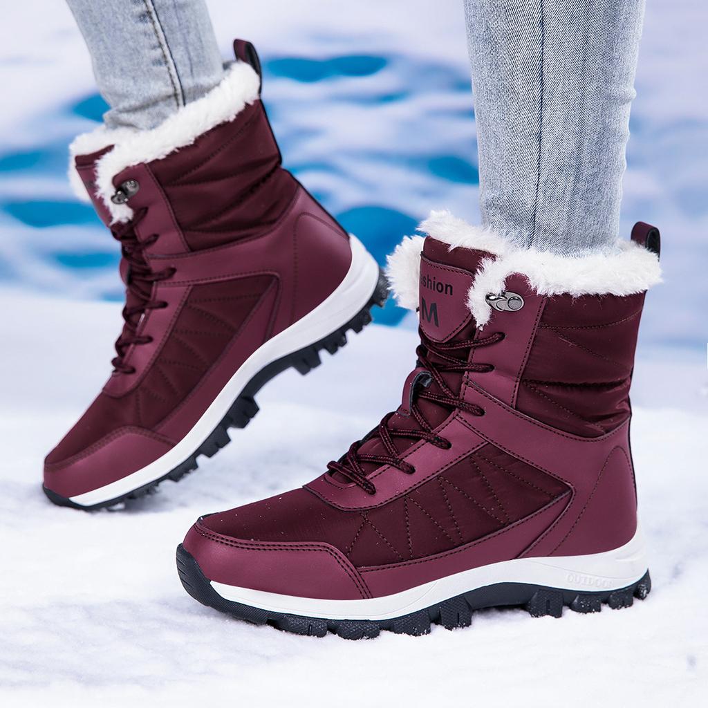 Snow boots women's outdoor travel thickened high-top cotton shoes women's medium boots winter