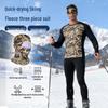 Men's Winter Ski Base Layer Set: Fleece-Lined Camouflage Tactical Top, Tight-Fitting Leggings, and Cycling Balaclava.
