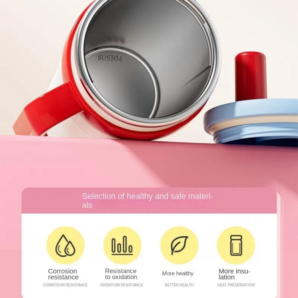 Double Drink Vacuum Cup Large Capacity Cold Water Mug Portable Suction Tube Cup  Drinkware