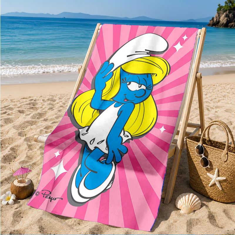 Smurfette's Adventure Beach Towel, Super Soft Microfiber, Perfect Gift for Her/Him, Birthday, for Pool, Beach, Travel, Decor Beach Party