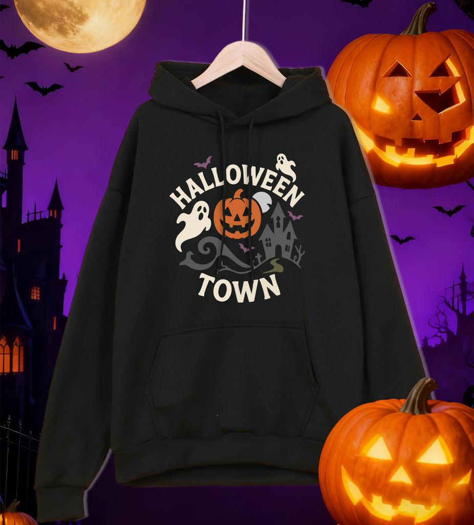 Halloween Town Pumpkin Lantern Printed Men Hoodies Hip Hop Hoody Casual Fleece Male Sportswears All-Match Autumn Clothes