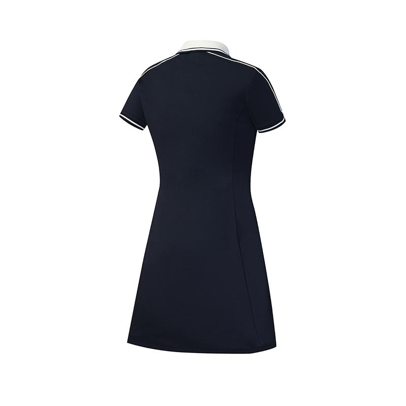 FILA Tennis Moisture-Wicking Simple Color-Block Slim Fit Short Sleeve Dress Women dresses A11W623341F-NV