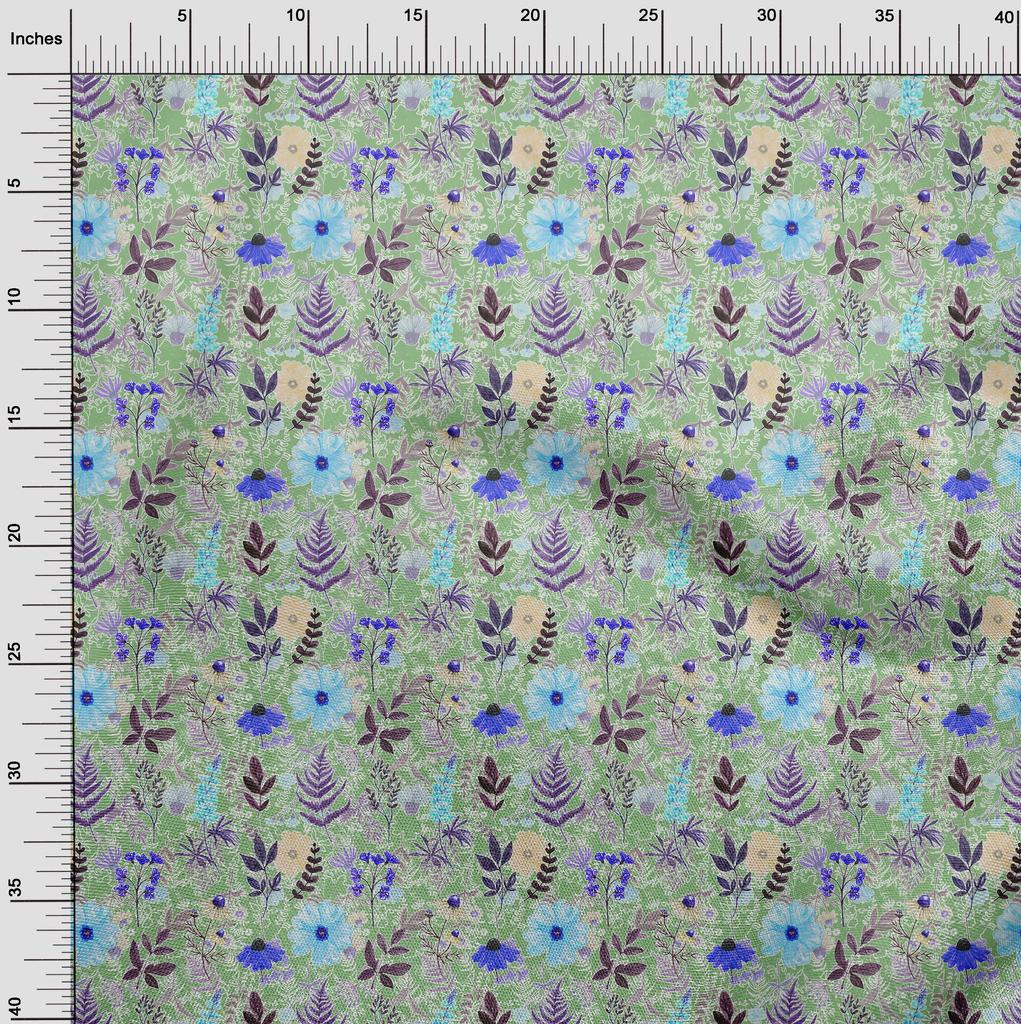 oneOone Cotton Flex Dusty Green Fabric Floral  Sewing Craft Projects Fabric Prints By Yard 40 Inch