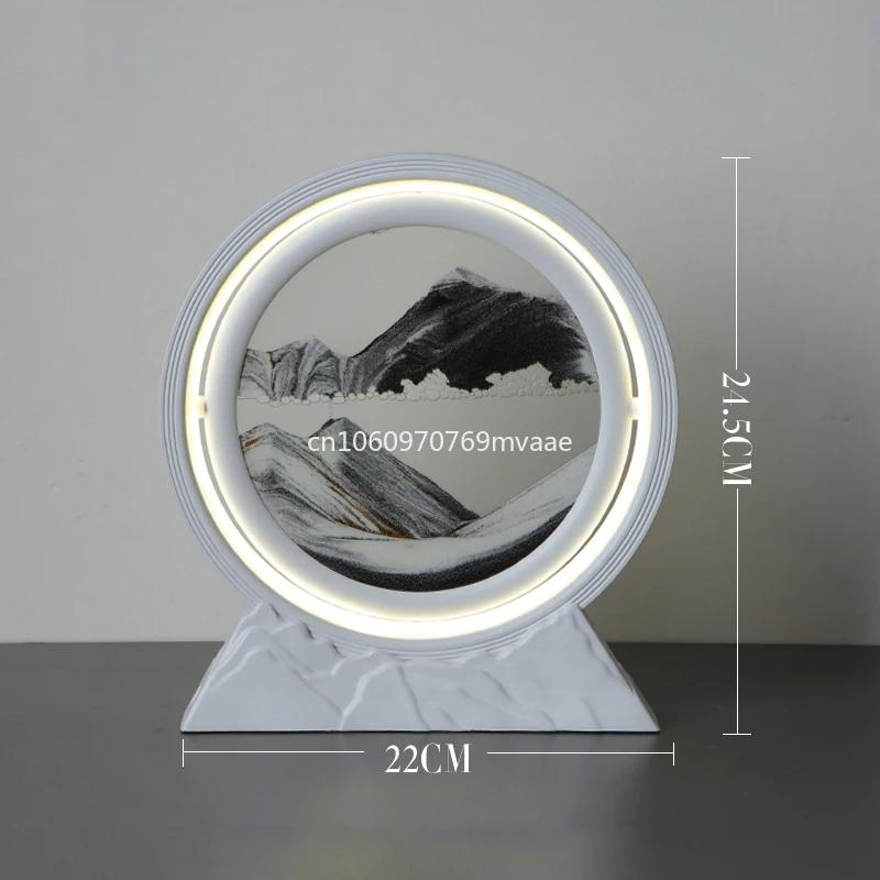 Sandscape Moving Sand Art Picture Quicksand Table Lamp Liquid Hourglass Dynamic Flowing Sand Painting Night Light Home Decor