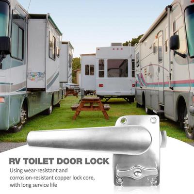RV Toilet Door Lock Entry Door Lock Door Latch With Brass Lock Cylinder No Rust RV Entry Door Latch RV Door Lock With Non-Fading