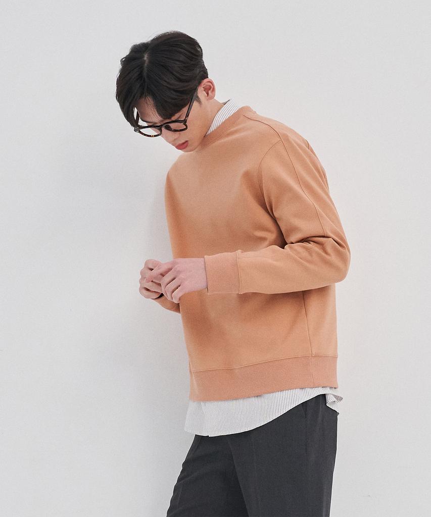 BASIC HOUSE Uni Recycled Semi-Overfit Sweatshirt Orange Lwts0101