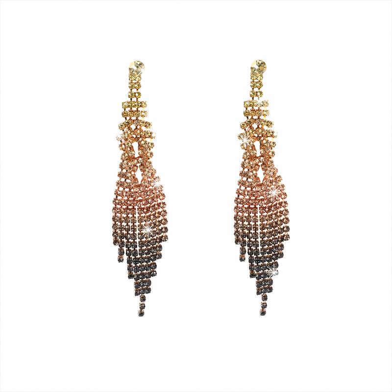 Simple and Versatile Shiny Diamond Long Fringed Earrings