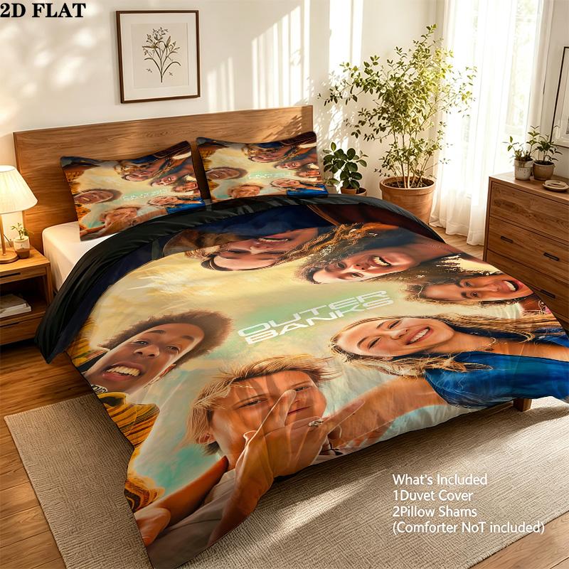 Outer Banks Pattern Bedding Quilt Set Quilt Cover Pillowcase Home Birthday Gift(1 * duvet cover + 2 * pillowcase, without core)