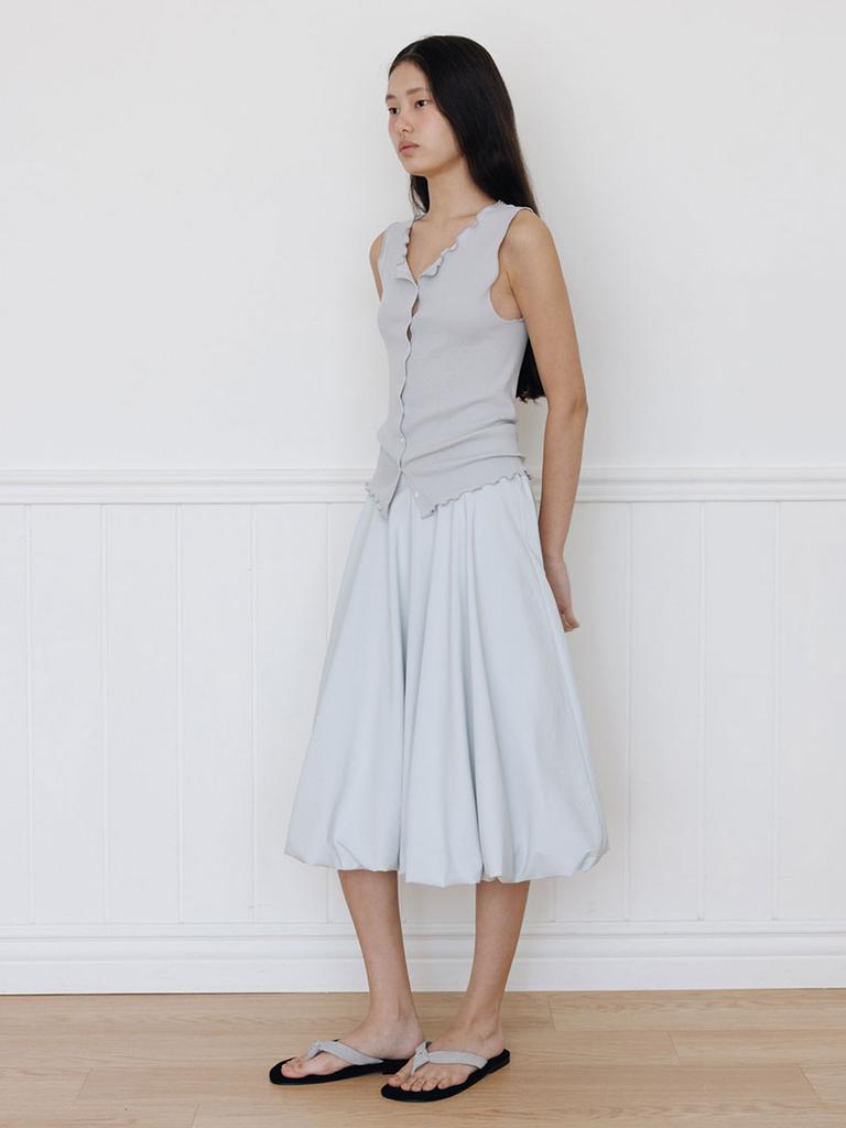 The Rye Balloon Banding Midi Skirt (Light Grey)