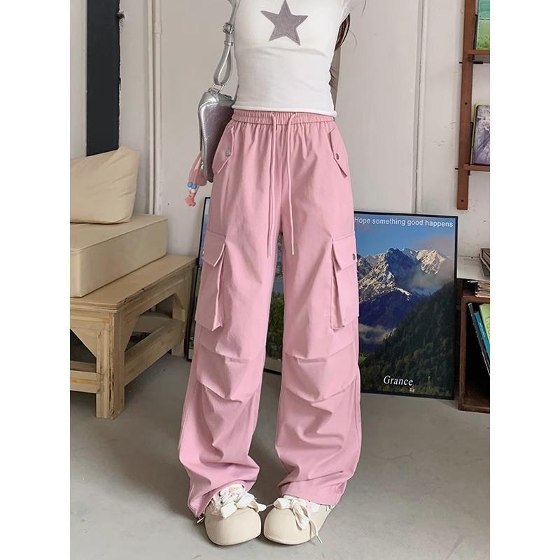 

Эластичный пояс с завязками на талии, повседневные брюки для женщин, ранняя осенняя корейская версия новых тонких леггинсов с высокой талией, прямые брюки 5XL розовый