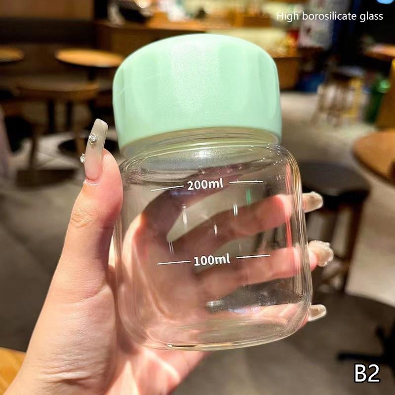 10.2Oz Mini Water Glass Bottle Clear Milk Cup Portable Reusable Drinking Cups Summer Drinkware Travel Outdoor Birthday Gifts