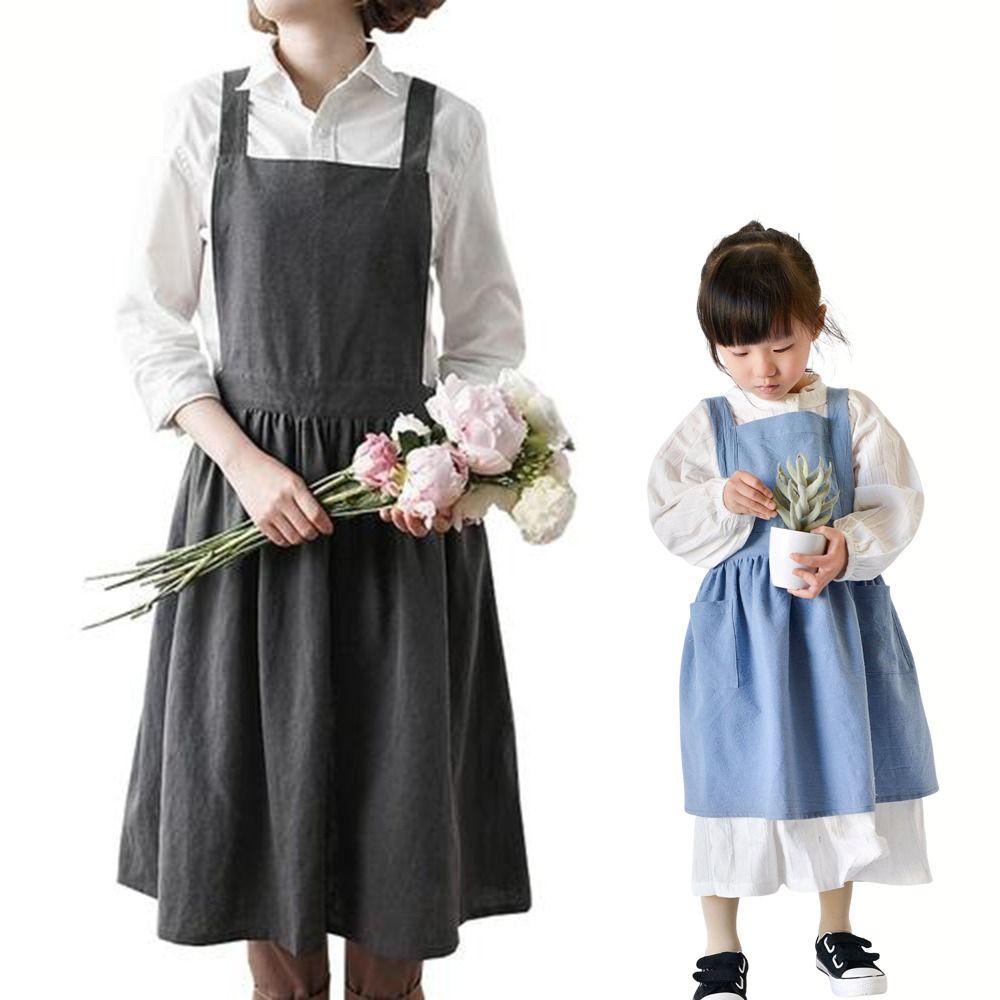 Solid Color Florist Apron Adult/Children Children's Apron Kitchen Cooking Apron  Housework Cleaning