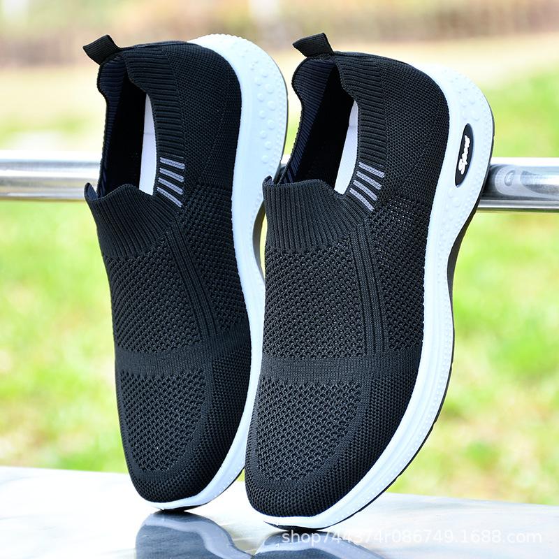 

Cloth shoes new sports and leisure shoes fly woven mesh running soft sole walking shoes thick sole 44