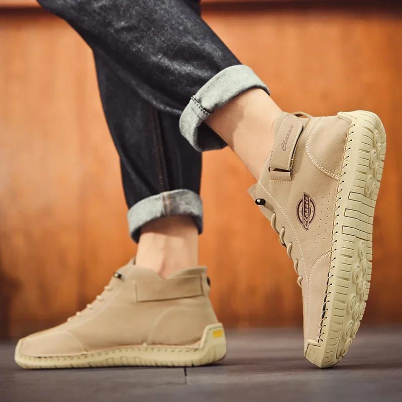 New Men's Boots PU Leather Men Ankle Boots Work Boots Outdoor Casual Sneakers Handmade Men's Luxury Boots Leather Designer Boots