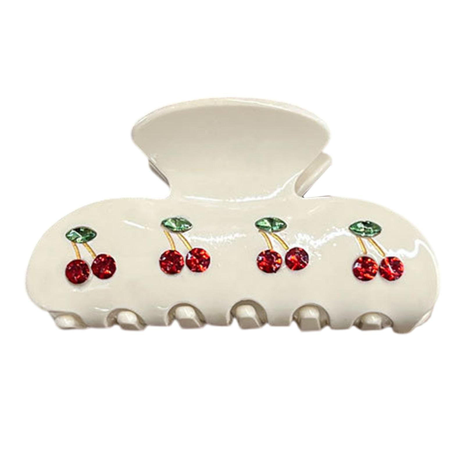 

Зажим для волос с фруктовой тематикой в виде вишни для девочек и молодых женщин, зажим для волос из ацетата с прочным захватом, надежная фиксация для ежедневного использования белый