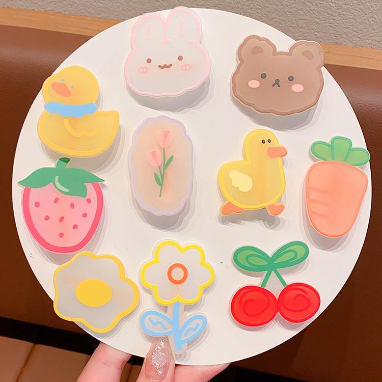 2Pcs Cute New Cherry Acrylic Cartoon Duck New Headwea Hair Clip Baby Girls Headwear Kids Hair Accessories
