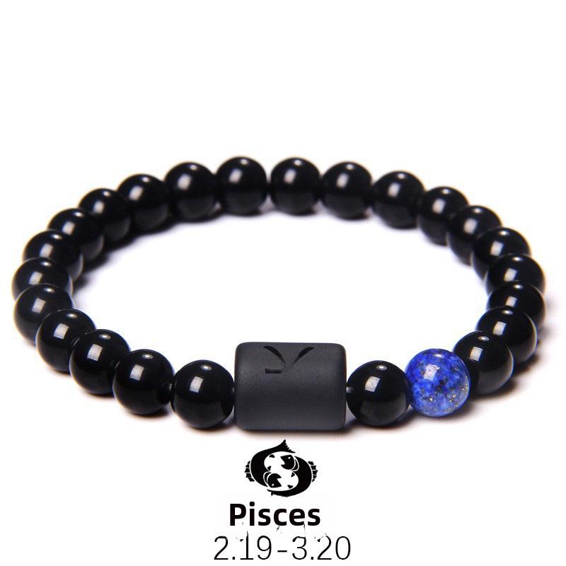 Zodiac Obsidian Bracelets: Elastic Beaded Design for Men and Women, Softly Wraps Around Fingers.