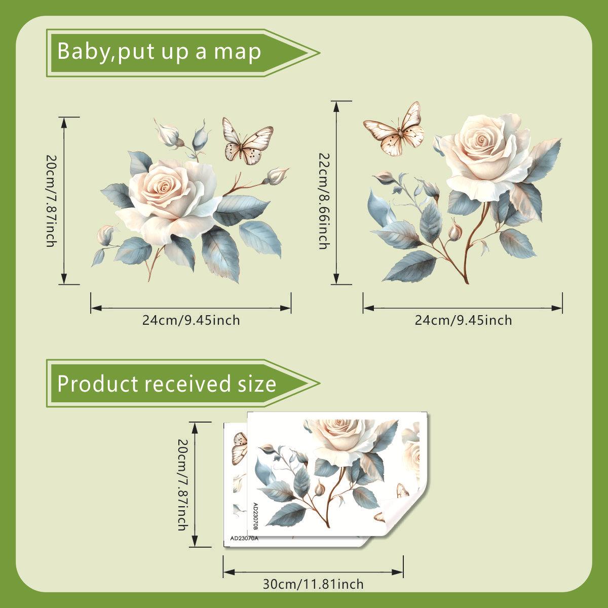 Cartoon Flower Butterfly Bathroom Waterproof Toilet Cover Toilet Sticker Self-adhesive Sticker 2 piece