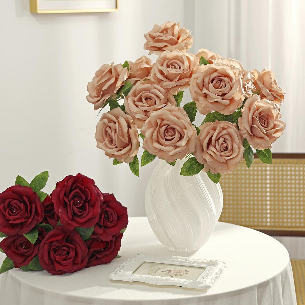 Artificial Flowers Silk Rose Brial Bouquet Fake High Quality Home Room Table Wedding Wreath Decora Outdoor Garden Diy Gifts Box