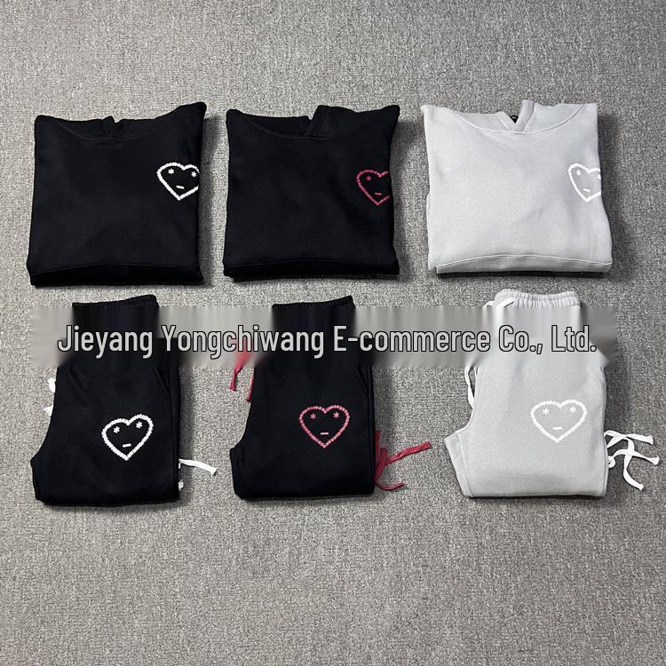 Europäischer & Amerikanischer Hip-Hop Liebe Sport Fleece Trainingsanzug - Sweatshirt & Sweatpants Winter Trendiger Stil