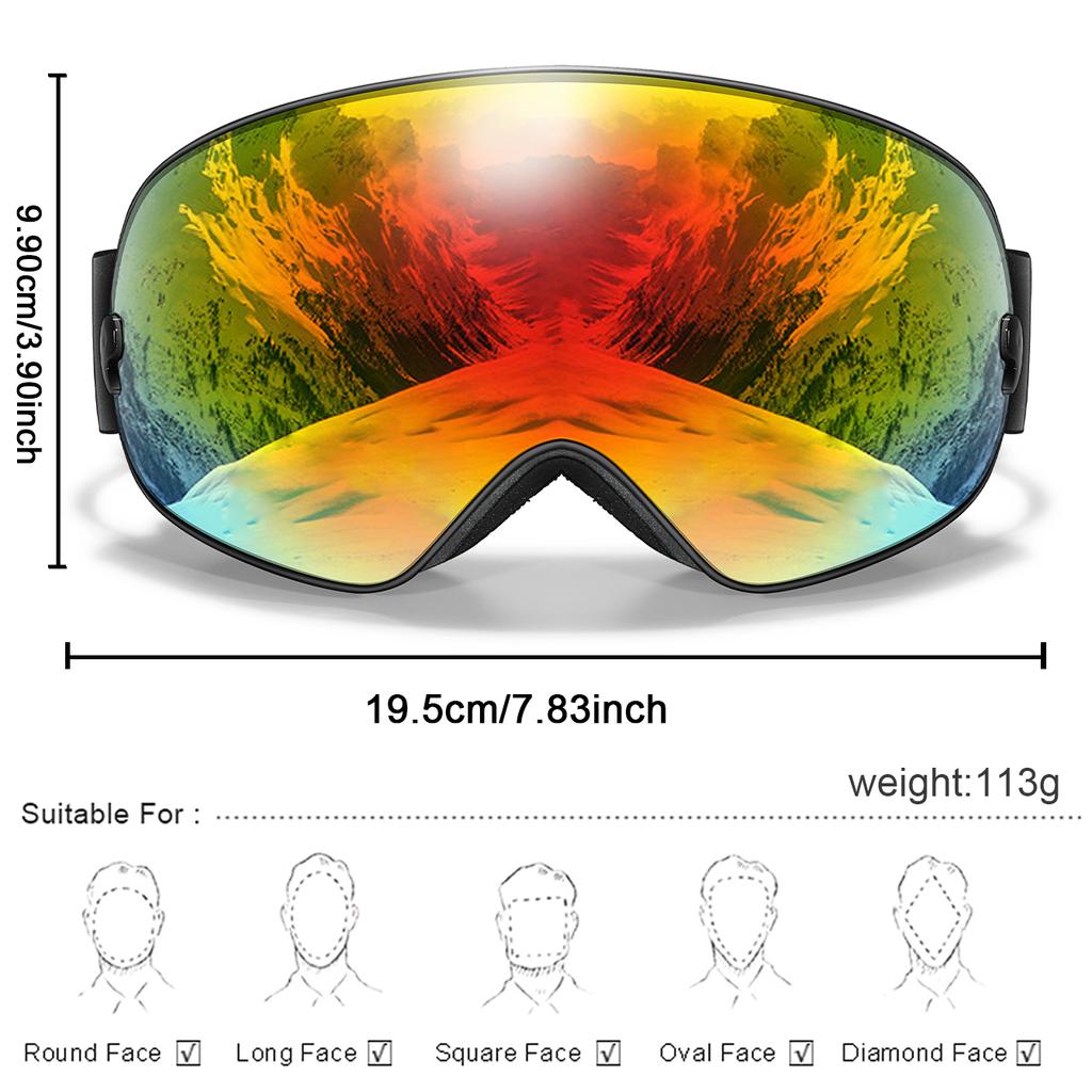 Ski Goggles Men Women Outdoor Sports Anti-fog Snowboarding Snowmobile Glasses UV400 Charngeable Lens Teen Charistmas Cycling