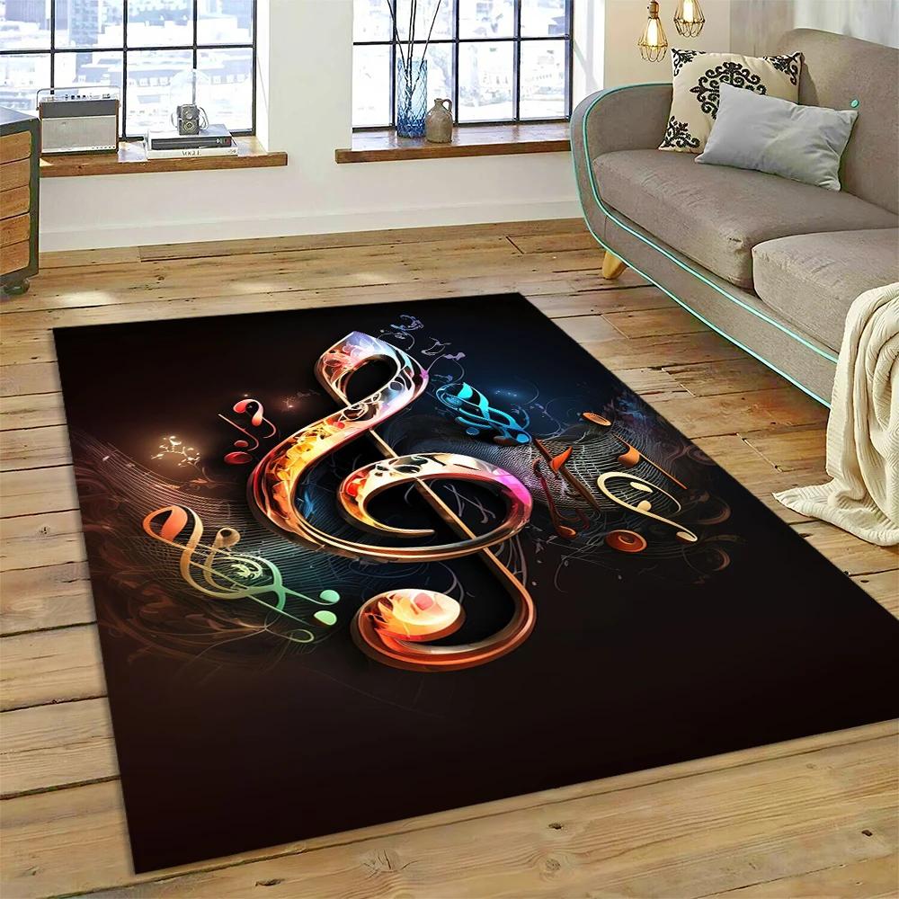 Nota musical colorida, partitura musical, desenho animado, tapete para casa, sala de estar, quarto, sofá, capacho, decoração, área infantil, tapete antiderrapante
