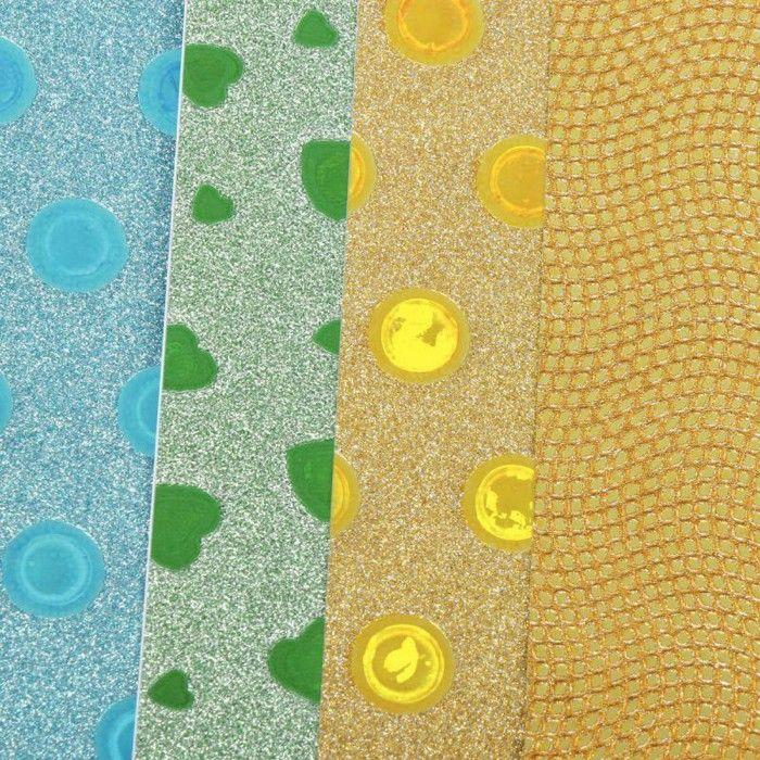 Feuilles adhésives pailletées - Multicolore - A4 - Lot de 10 - Décoration Noël - Motifs variés