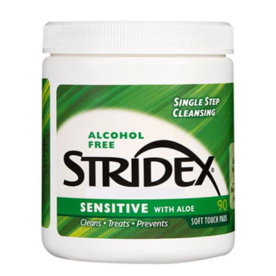 a0839 STRIDEX Салфетки для чувствительной кожи с алоэ – Одноступенчатый уход за акне без спирта 90 шт. (220г) Sensitive Pads with Aloe 1