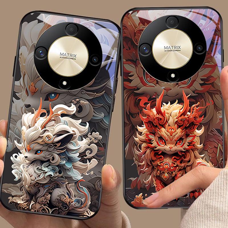 Stil Chinezesc Leu Pentru Honor Magic 6 50 70 90 Lite X7b 200 Pro Nova 10 Nova 5T X6 P30 Pura 70 Ultra Carcasă Telefon din Sticlă Călită