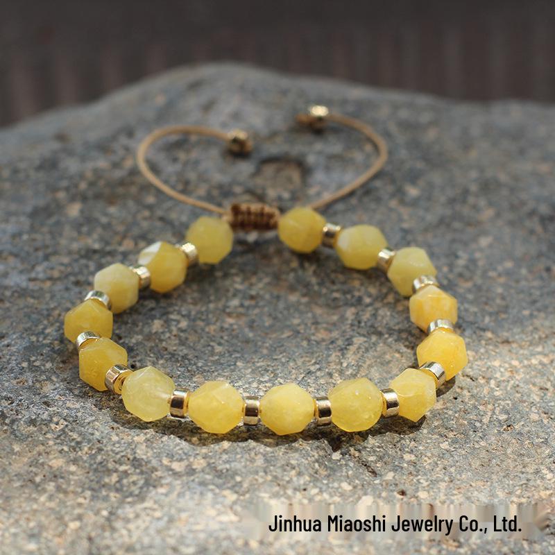Bohemian Woven Rhombus Cut Tiger's Eye Crystal Bracelet
