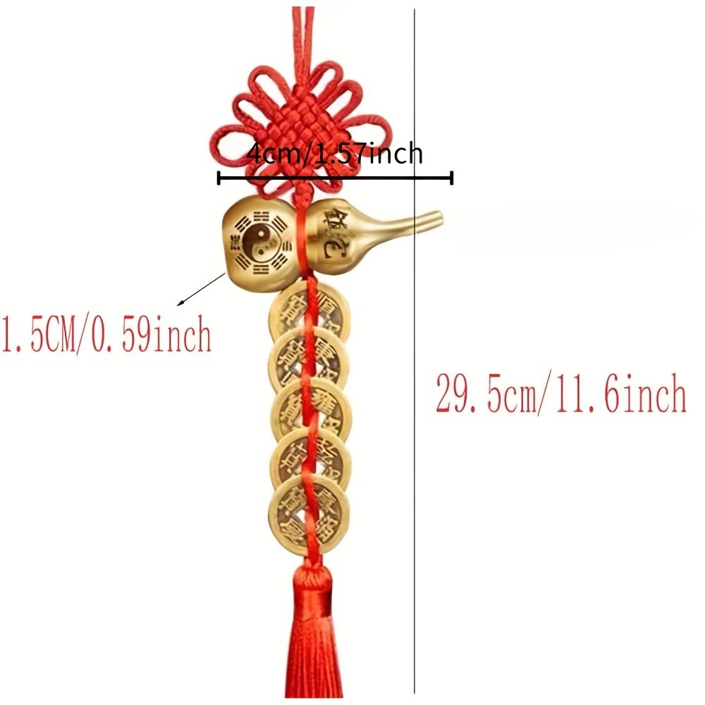 Pack of five Lucky Gourd Qing dynasty five emperors' coins Chinese knot pendant Tassel Gift For your lover Friends