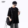 2025Summer Korean Style Loose Round Neck Textured Short Sleeve Padded Shoulder Simple Solid Color Half Sleeve Unisex Trendy Basic Base Shirt t
