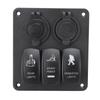 3 Gang Rocker Switch Panel 12V‑24V Dual USB Charger Cigarette Lighter Socket ON Off Switch for Truck