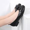 New Women's Shoes Shallow Mouth Leather Single Shoes Square Head Set Feet Grandma Shoes Bow Korean Casual Mother Shoes
