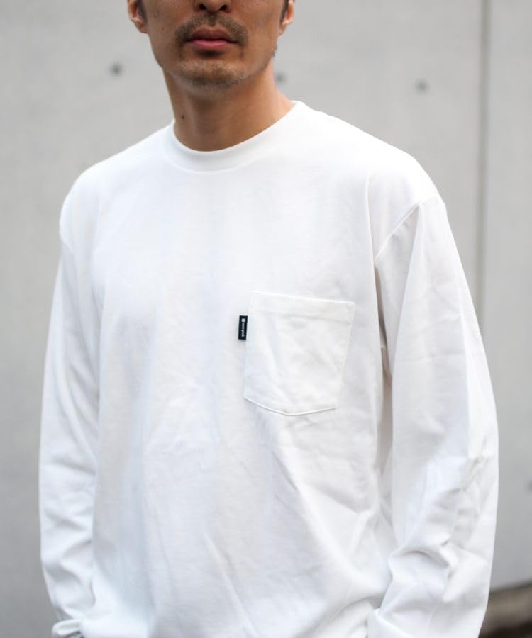 Snow Peak SP Logo Pocket L/S T-Shirt EC-TS-25AU014, Cut and Sew, Long Sleeve T-Shirt, Men's and Women's, Off White, Size M