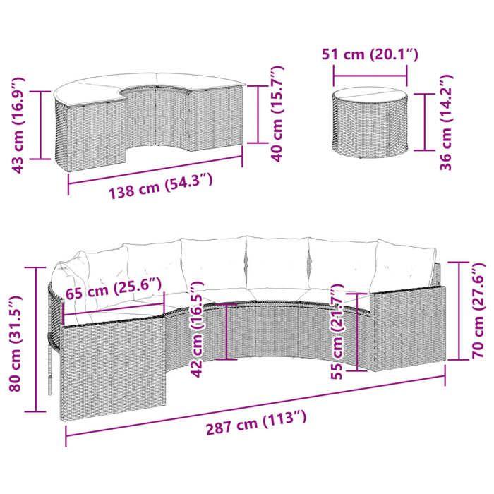VidaXL Garden Lounge Set 3 Pcs Semi-Round Black Wicker, Garden Lounge Set, Garden Lounge Frame, Sofa of 3262065