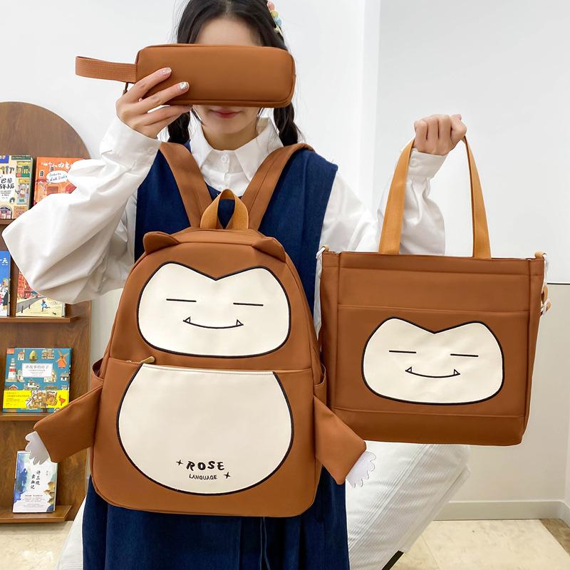 

Backpack New Large Capacity High Value Schoolbag Three Piece Set Student Cartoon Backpack