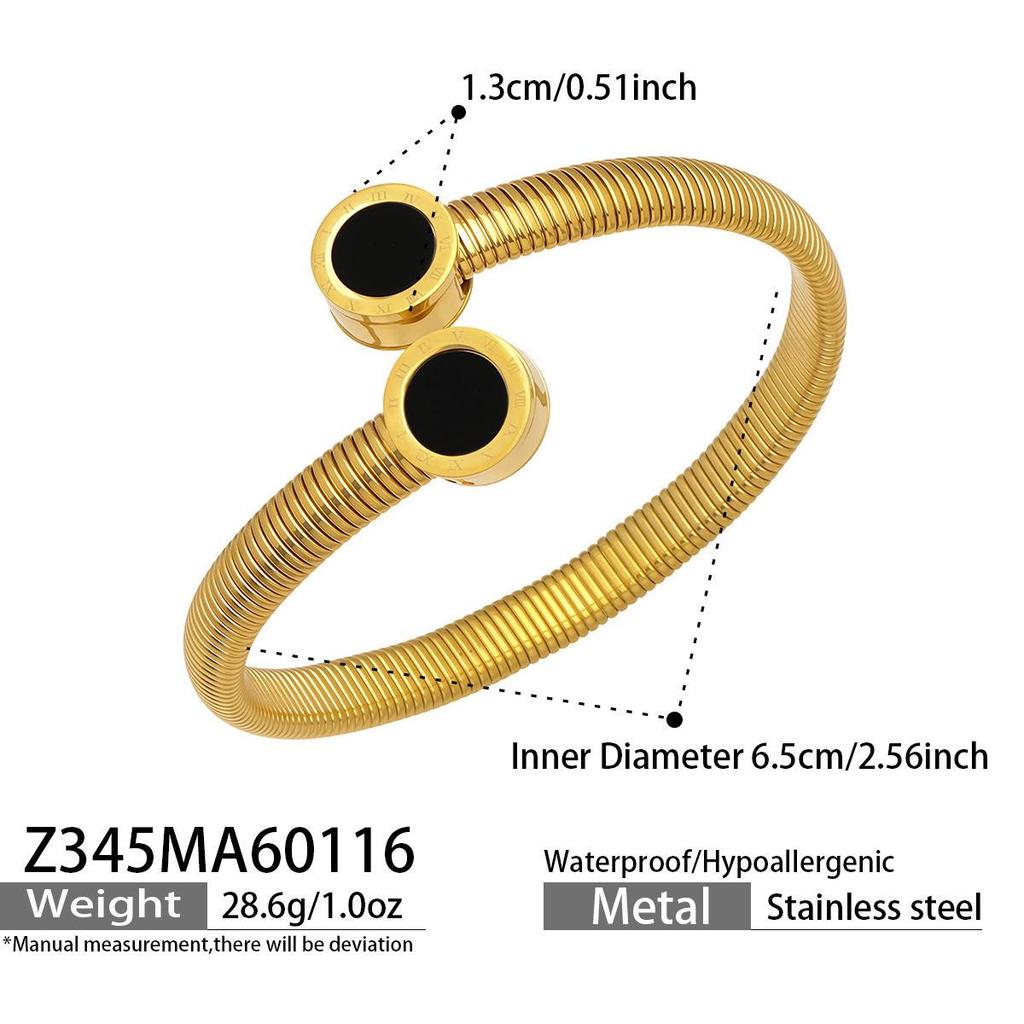 European Luxury Roman Numeral Dial Shell Acrylic Stainless Steel Openable Bracelet