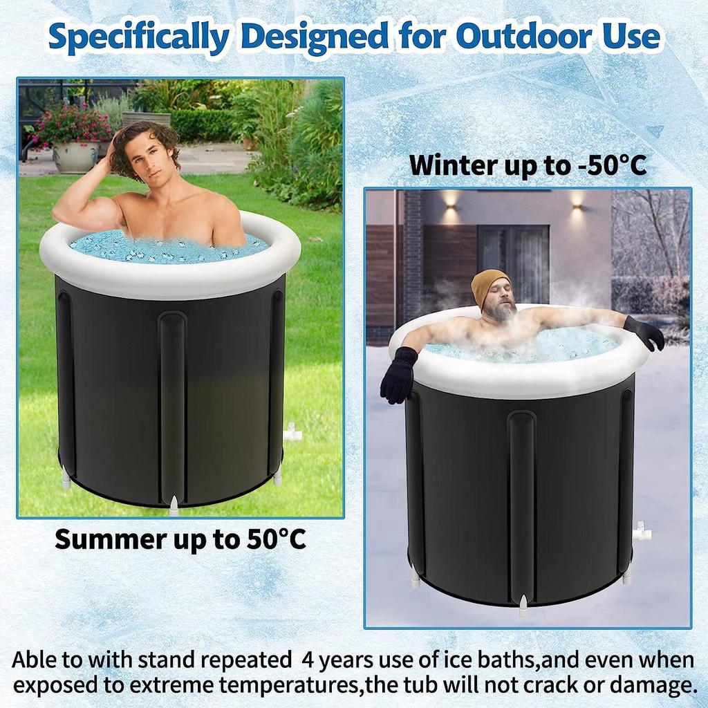 Portable Foldable Ice Bath Tub for Adults - Inflatable, Compact, Athletes Chill
